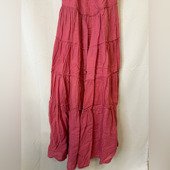 Free People Until Dawn Midi Dress cinnamon combo shell straps Linen - Picture 4 of 5